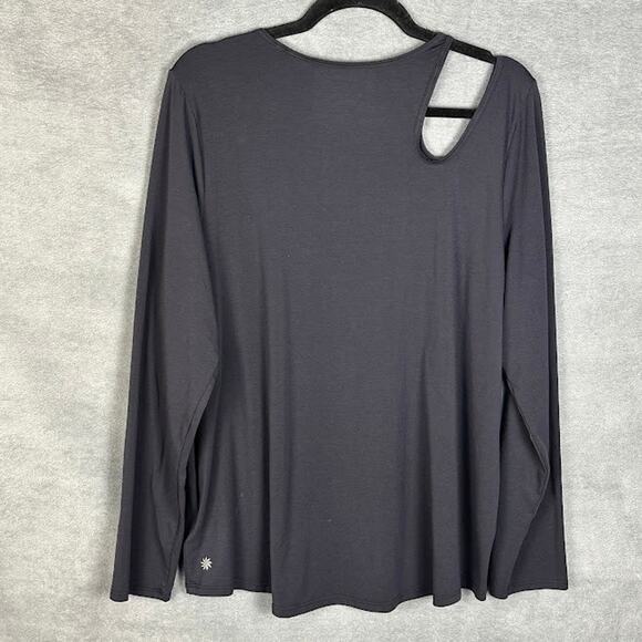 Athleta Top Womens Extra Large Black Move With Ease Asymmetrical Long Sleeve Gym - Picture 6 of 13